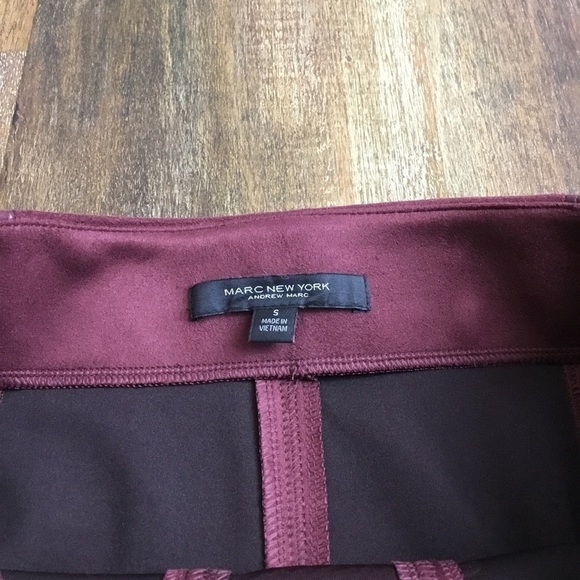 MARC New York By Andrew Marc Patchwork MIDI Pencil Skirt Deep Burgundy - Picture 4 of 11